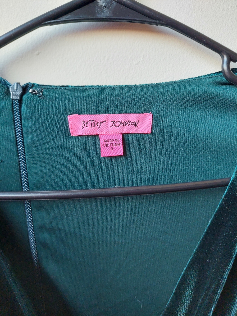 BETSEY JOHNSON Green Velvet Wrap Midi Dress